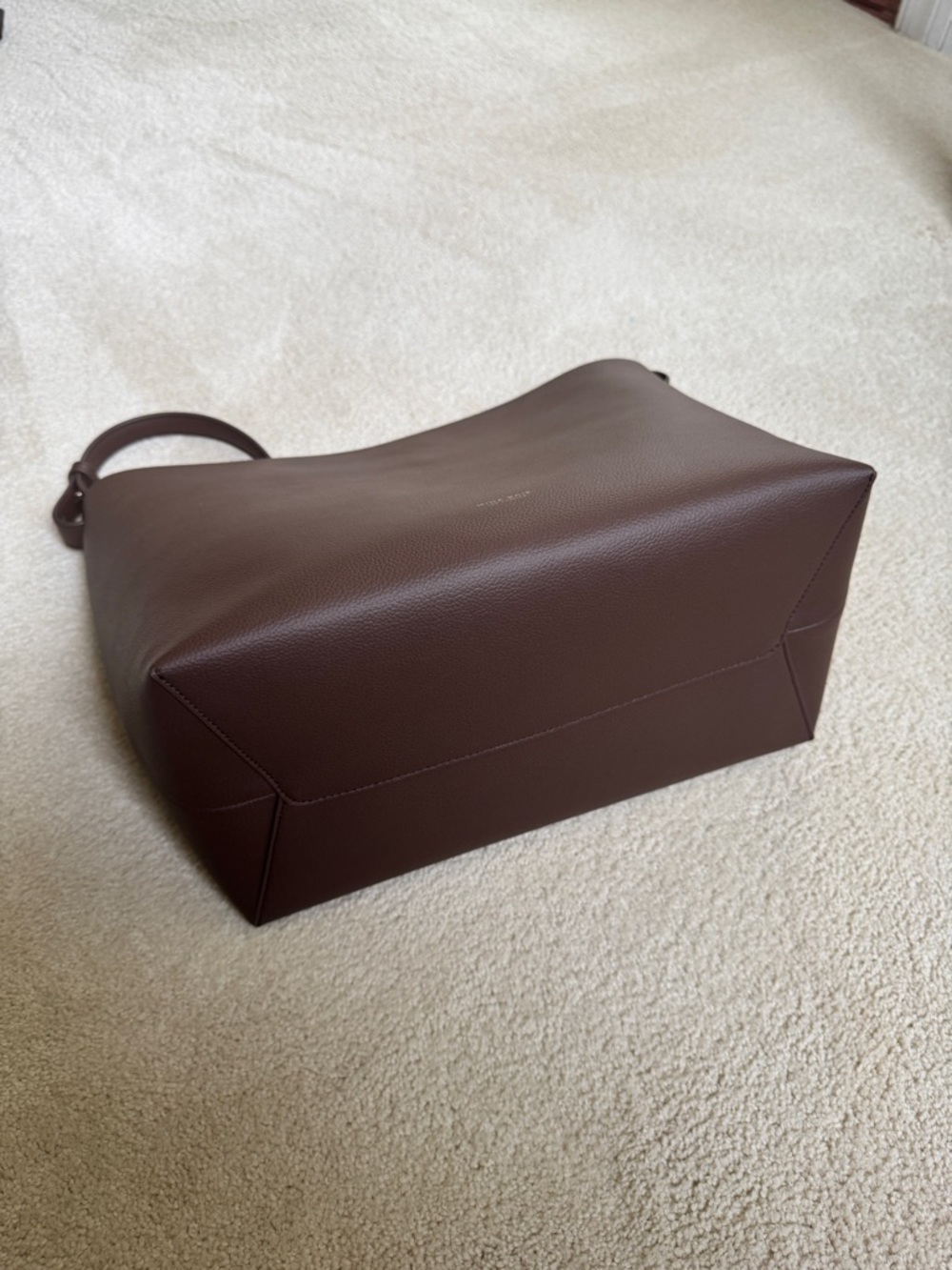 Minimalist Brown Vegan Leather Tote - Picture 2 of 5
